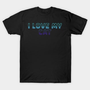 I Love My Cat Classic Video Game Graphic Blue Gradient T-Shirt